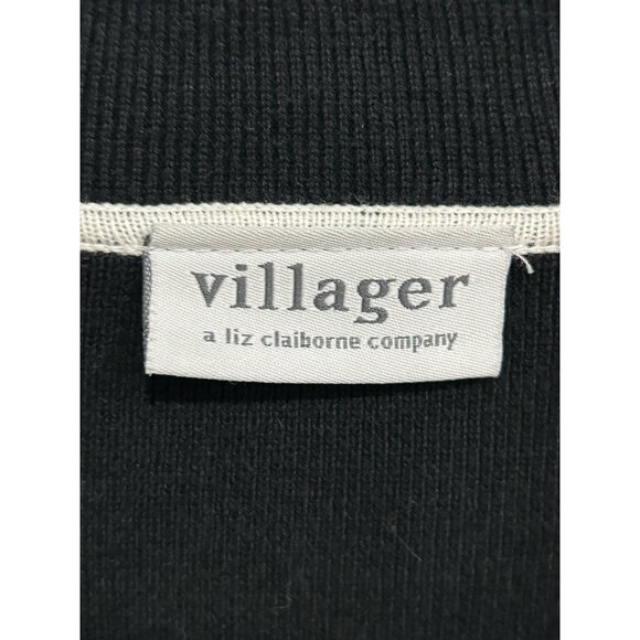 Villager Liz Claiborne Black Zip-Up Cardigan Sweater Size S Modest Minimalist - Picture 5 of 10